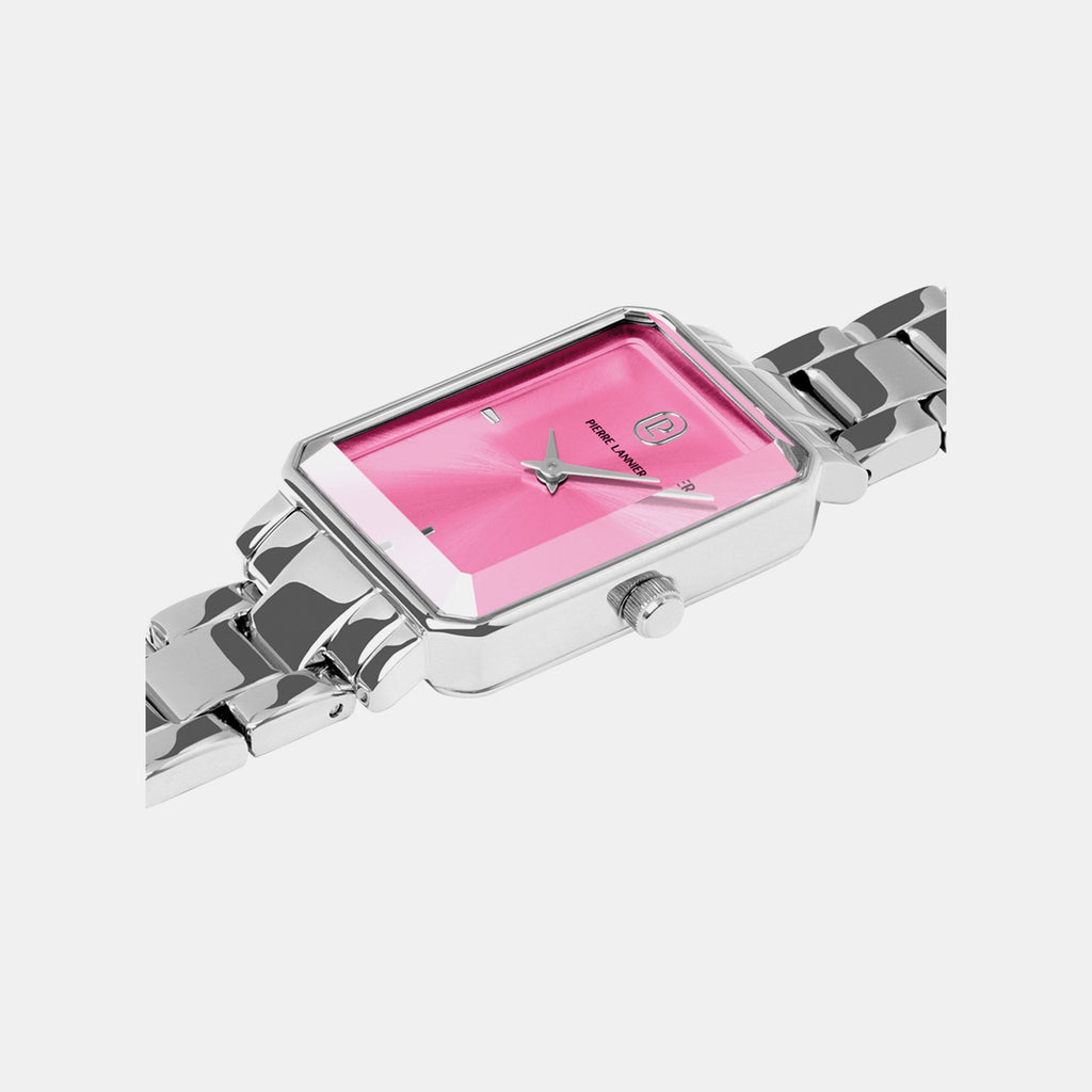 Ariane Women Quartz Rose Dial Analog Stainless Steel Watch 005P651