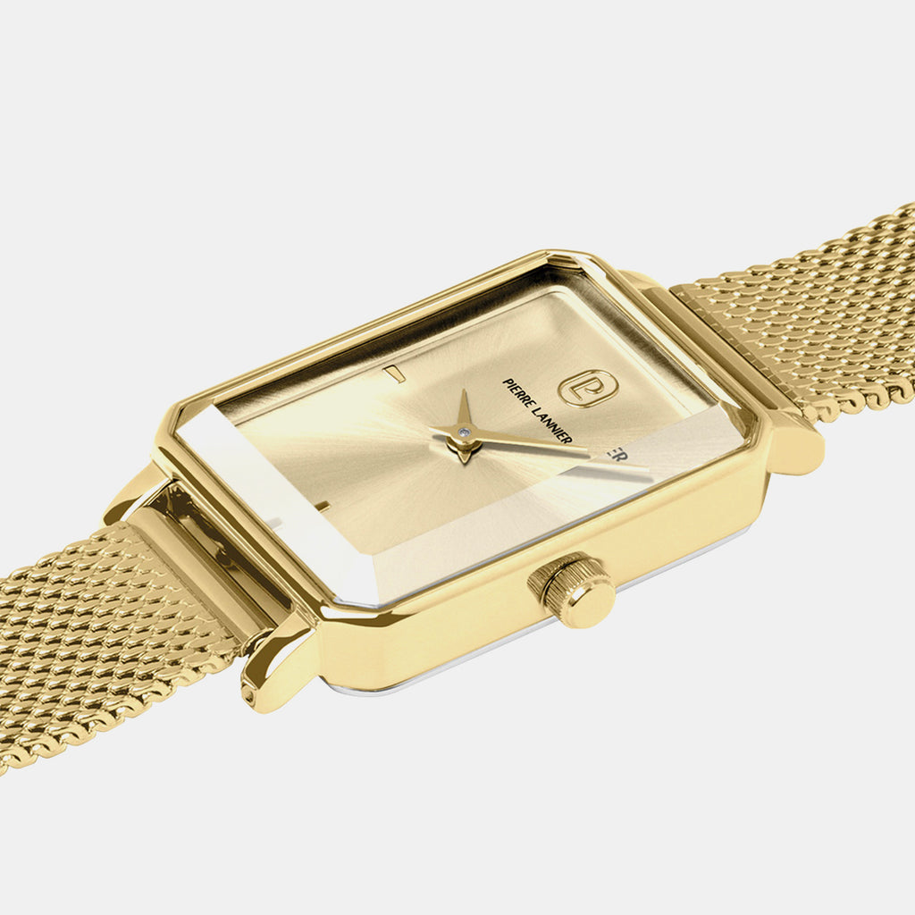 Ariane Women Quartz Gold Dial Analog Mesh Watch 006L542