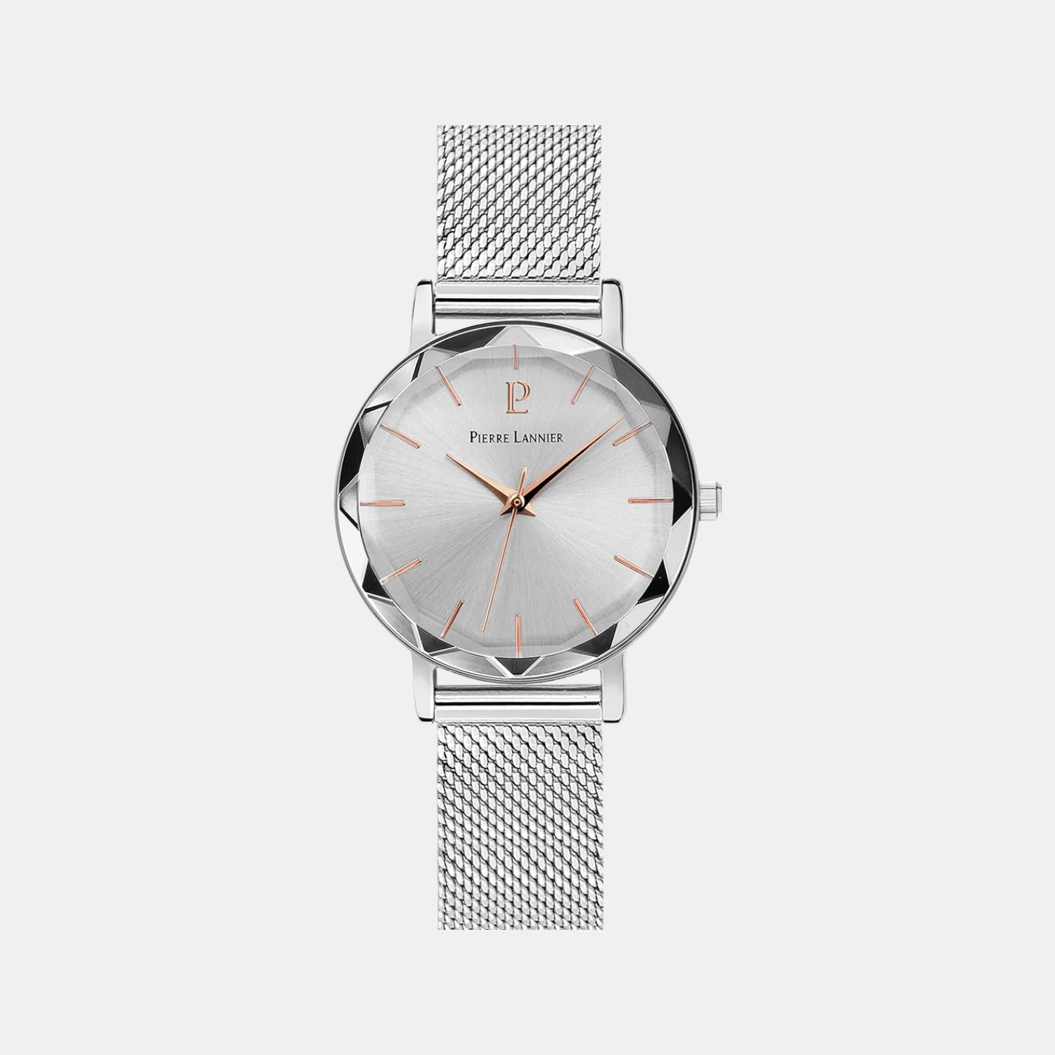 Pierre Lannier Multiples Women Quartz Silver Dial Analog Stainless Steel Watch 009M628-1