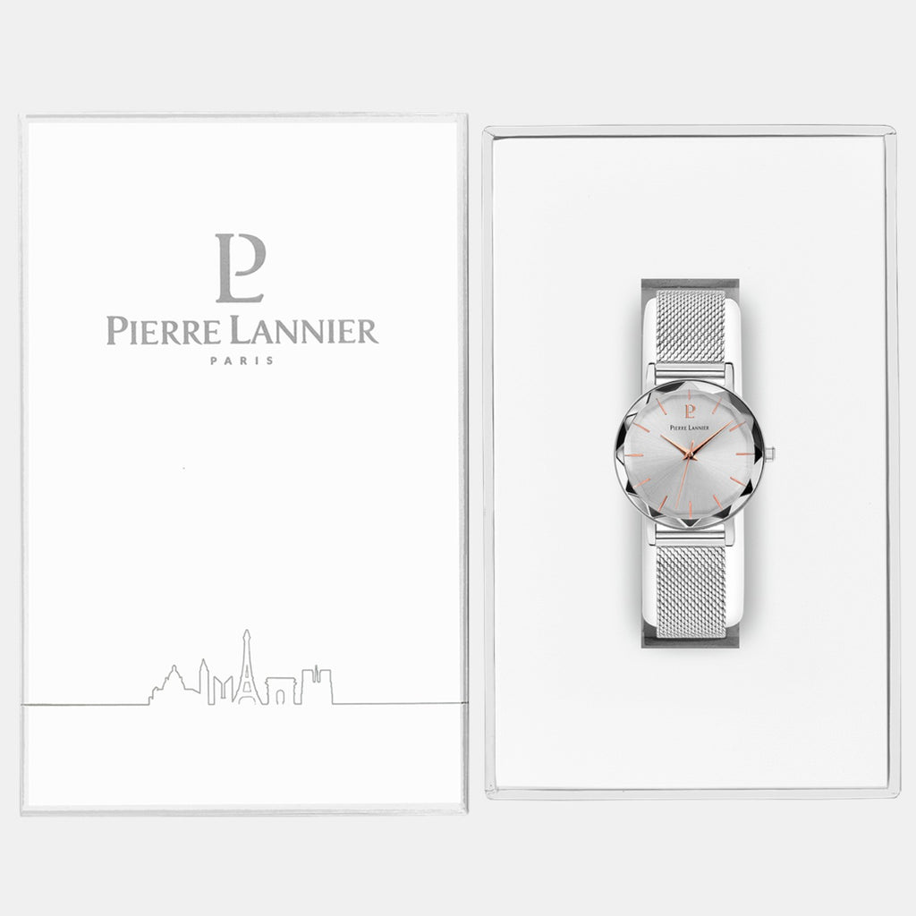 Pierre Lannier Multiples Women Quartz Silver Dial Analog Stainless Steel Watch 009M628-5