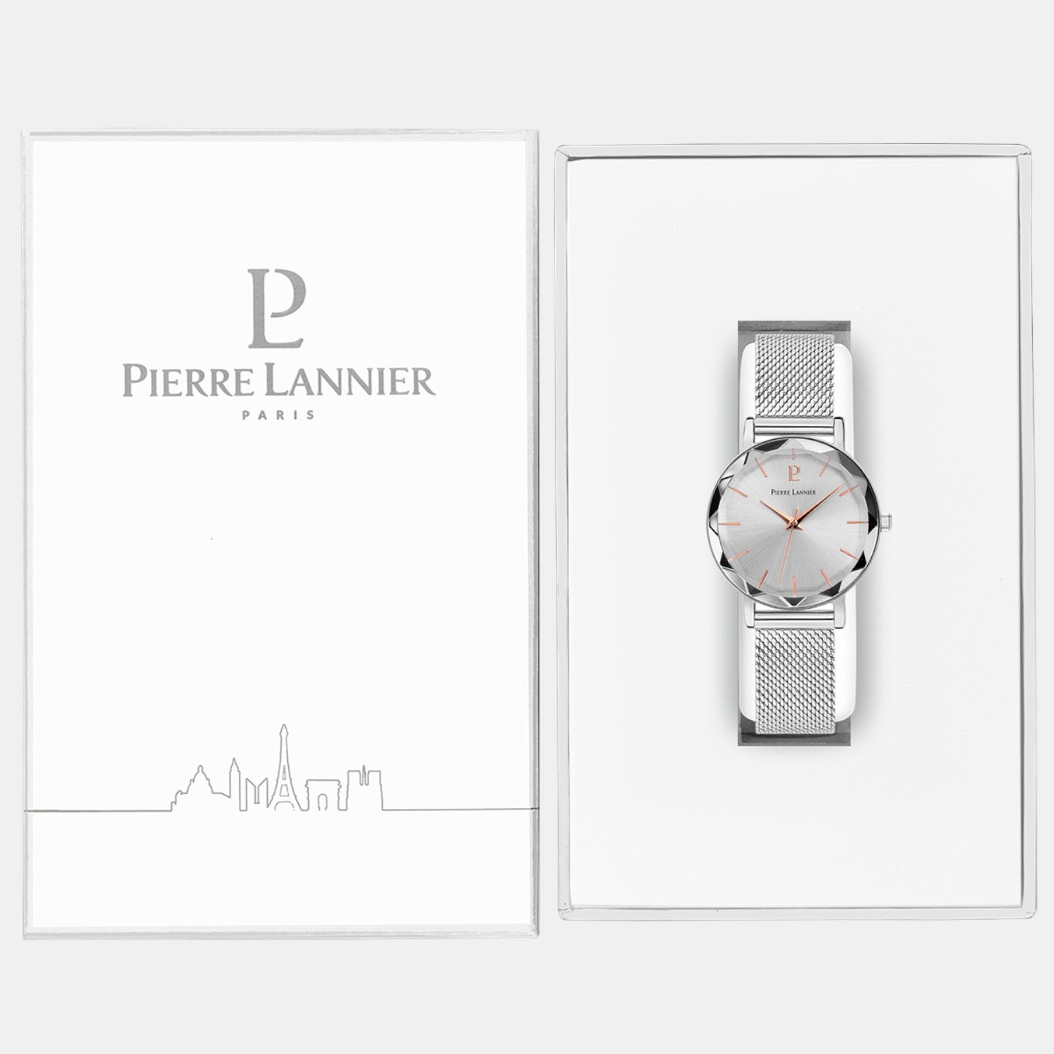 Pierre Lannier Multiples Women Quartz Silver Dial Analog Stainless Steel Watch 009M628-5