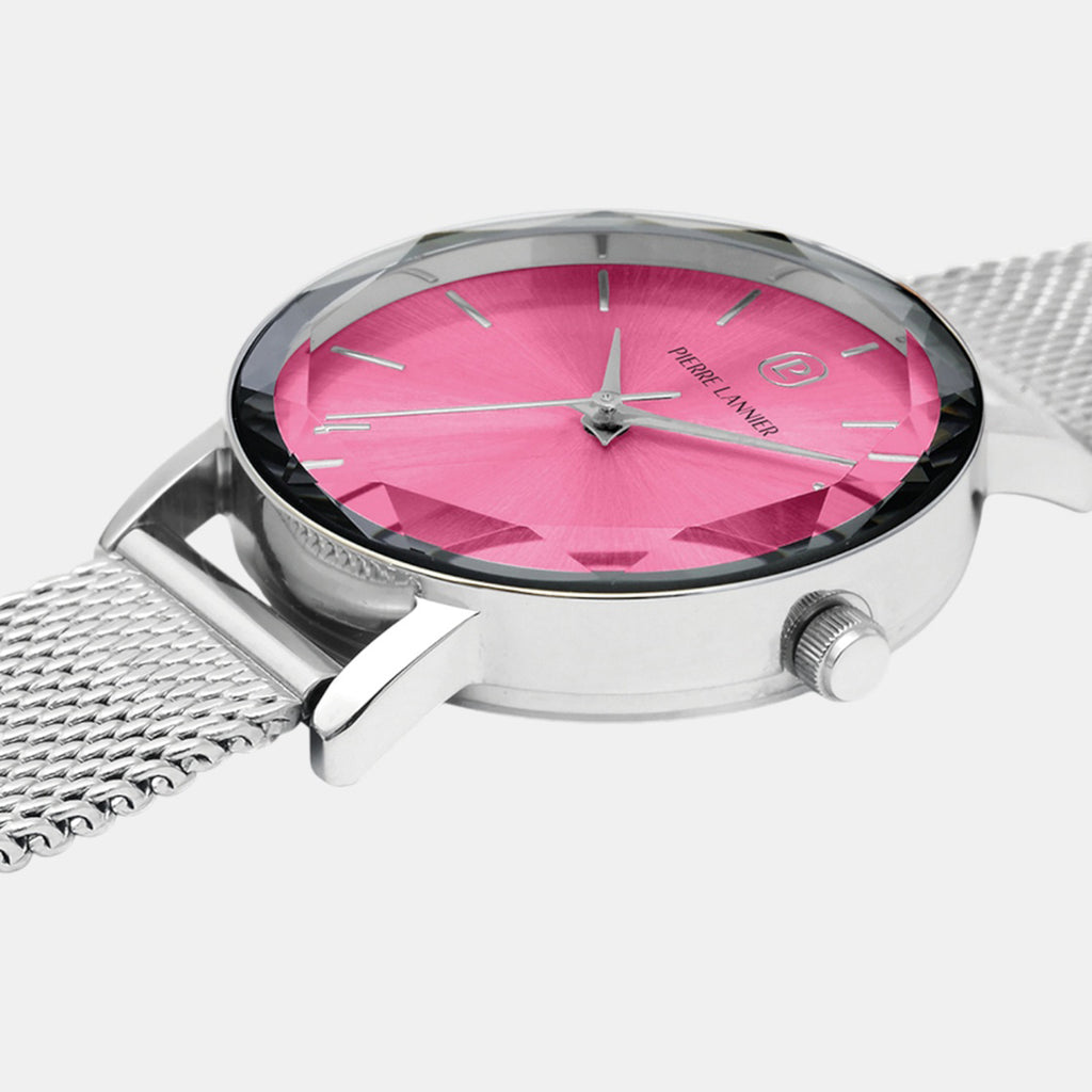Multiples Women Quartz Pink Dial Analog Stainless Steel Watch 009M651