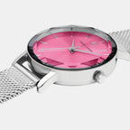 Multiples Women Quartz Pink Dial Analog Stainless Steel Watch 009M651