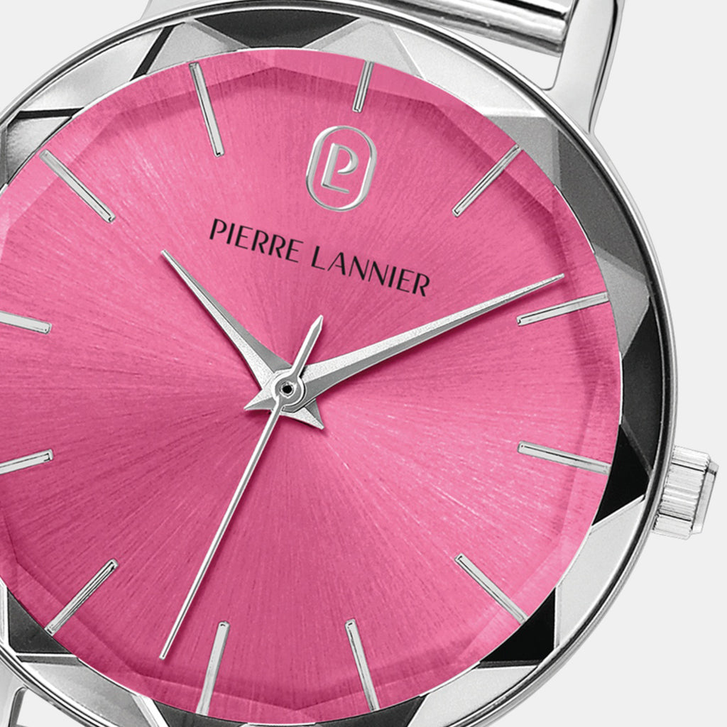 Multiples Women Quartz Pink Dial Analog Stainless Steel Watch 009M651