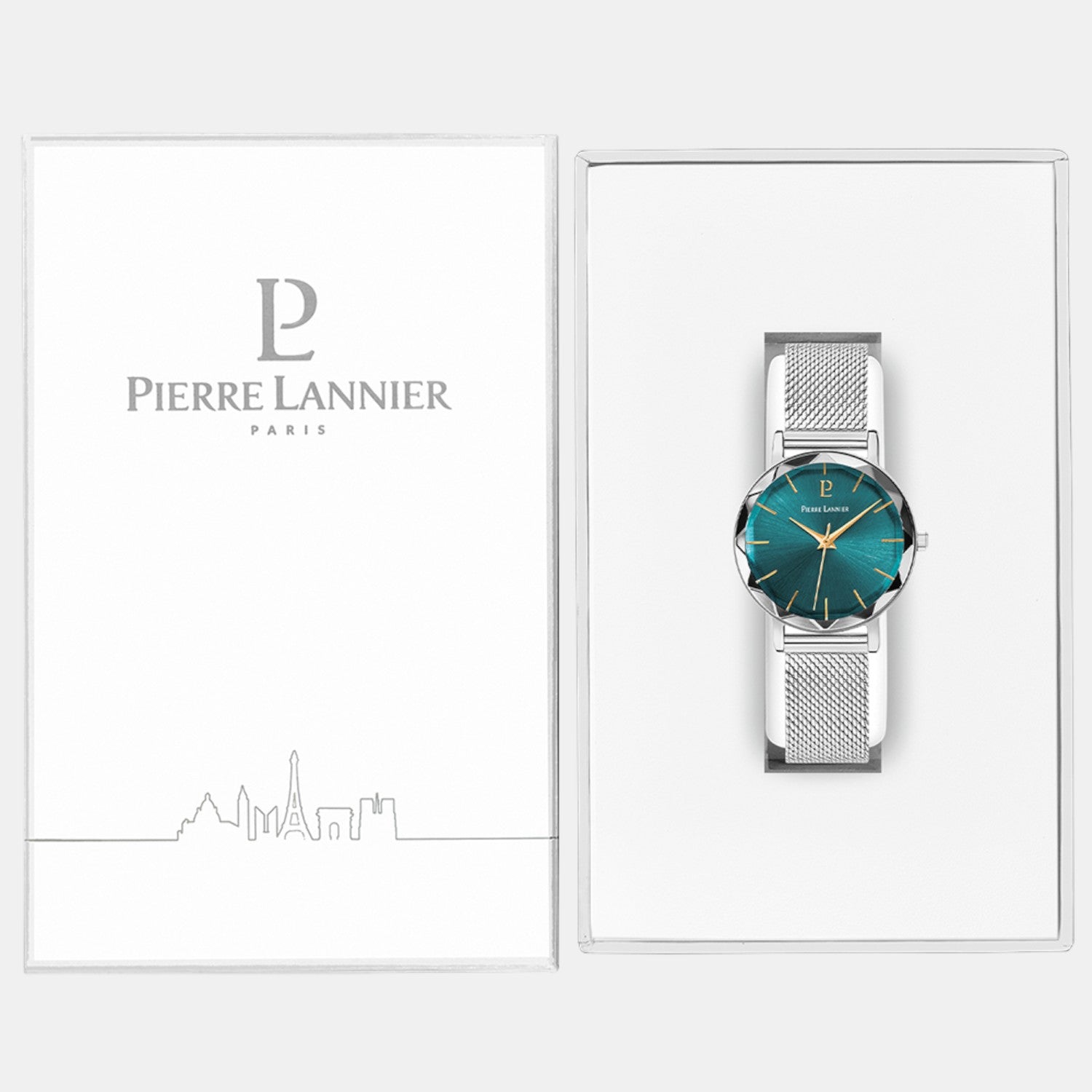 Pierre Lannier Multiples Women Quartz Green Dial Analog Stainless Steel Watch 009M671-6