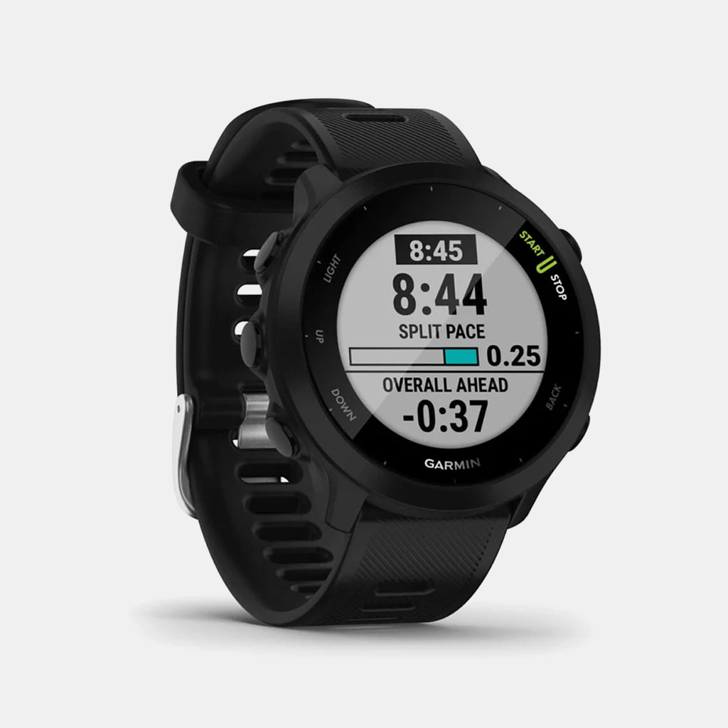 Forerunner Men Quartz Black Dial Digital Silicone Watch 010-02562-14 Forerunner 55-black