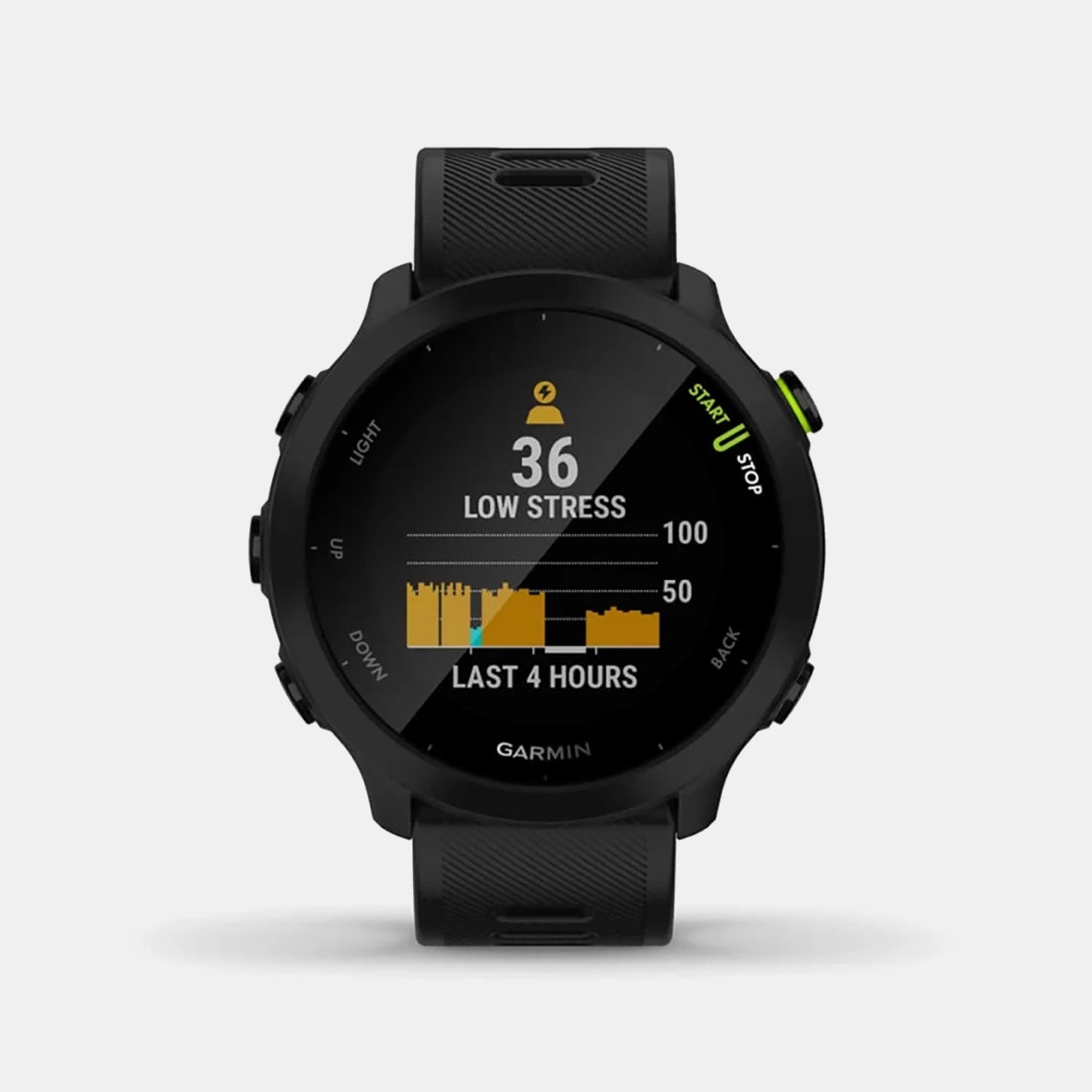 Forerunner Men Quartz Black Dial Digital Silicone Watch 010-02562-14 Forerunner 55-black