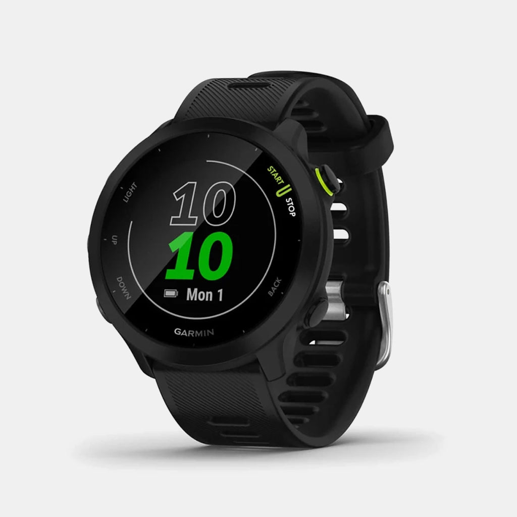 Forerunner Men Quartz Black Dial Digital Silicone Watch 010-02562-14 Forerunner 55-black