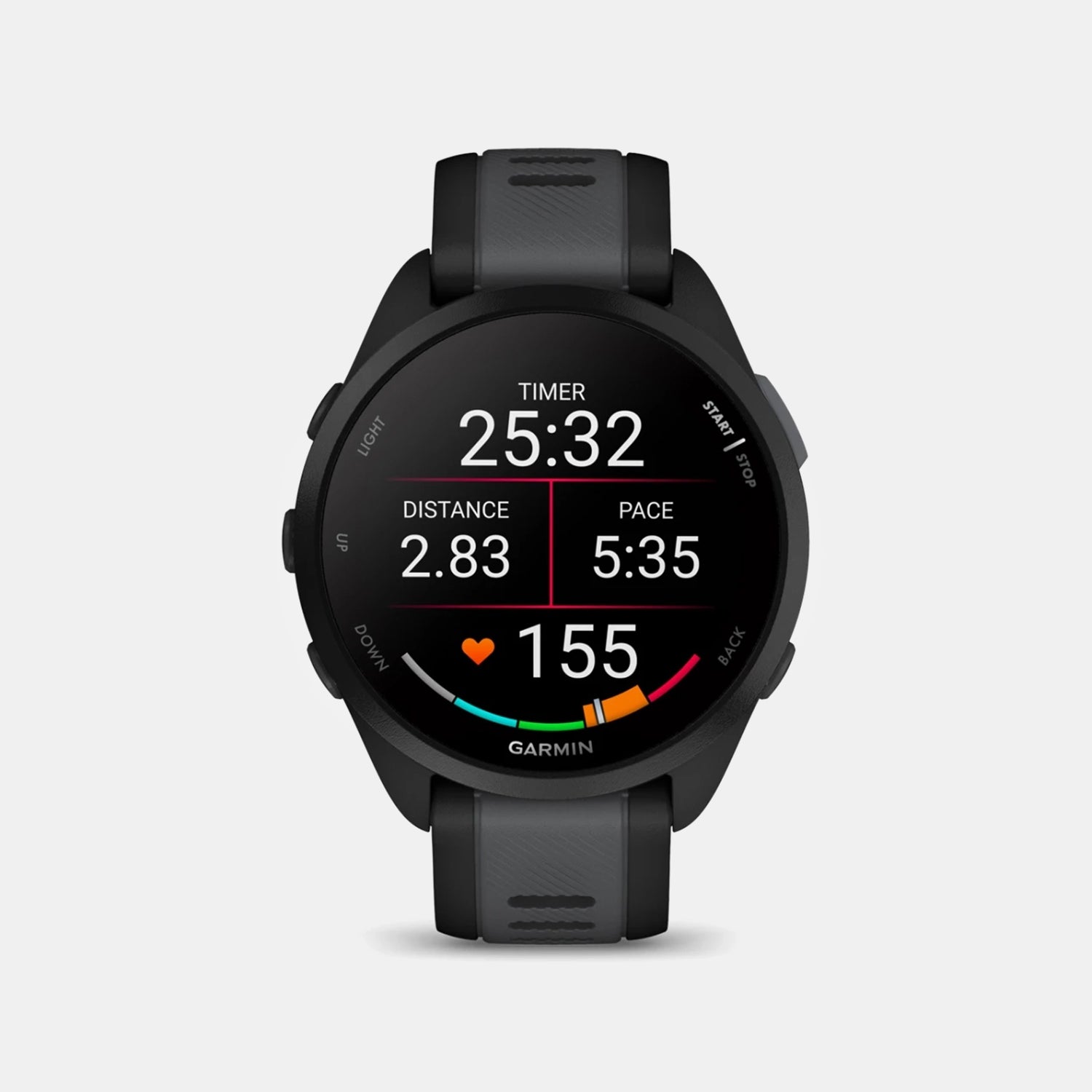 Forerunner 165 Unisex Black Dial Digital Silicone Watch 010-02863-20