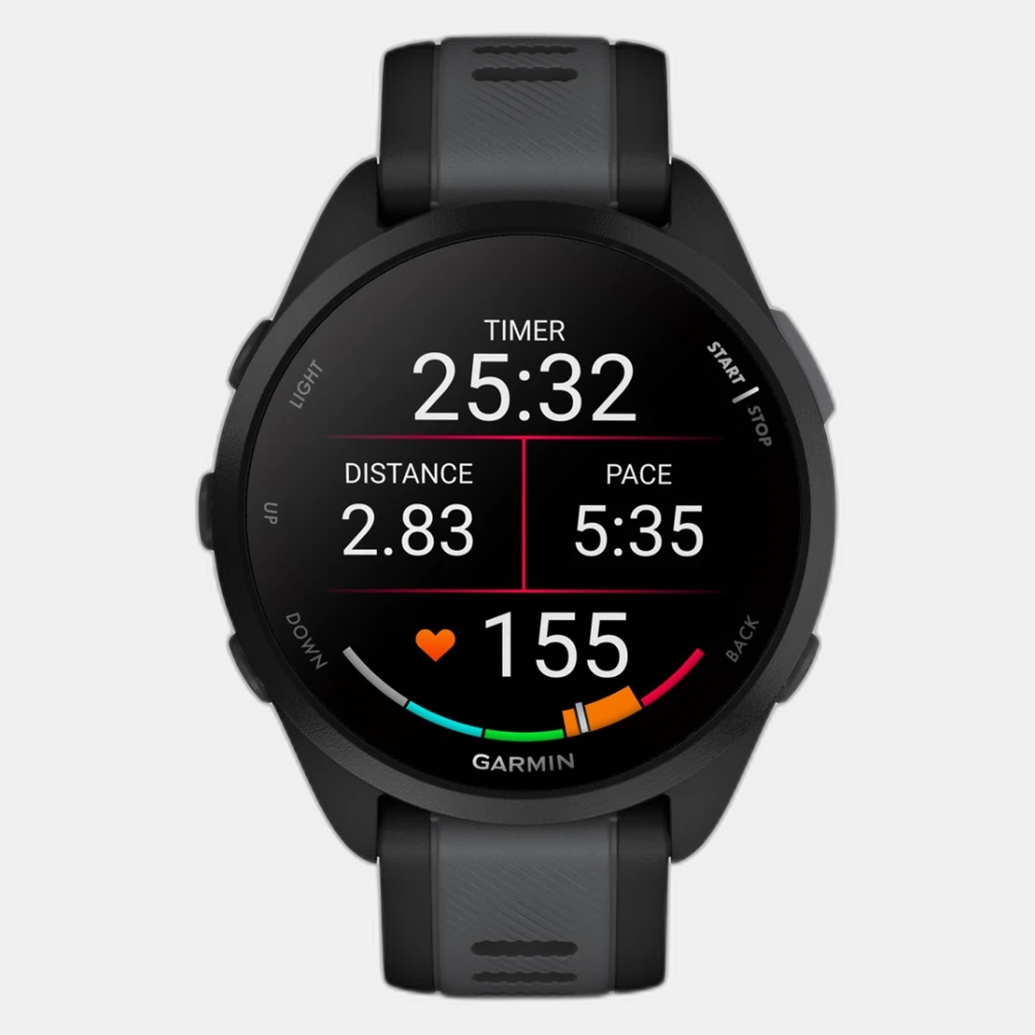 Forerunner 165 Unisex Black Dial Digital Silicone Watch 010-02863-20