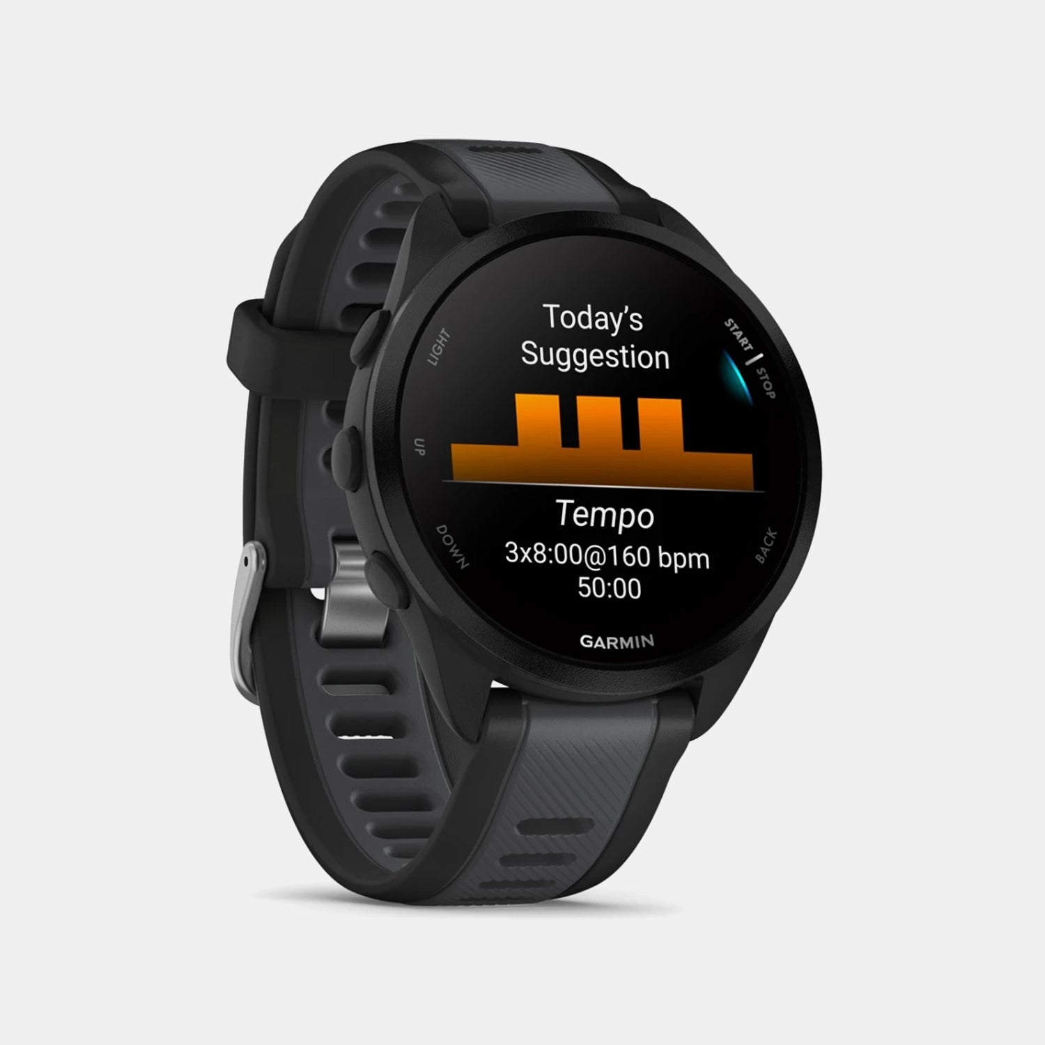 Forerunner 165 Unisex Black Dial Digital Silicone Watch 010-02863-20