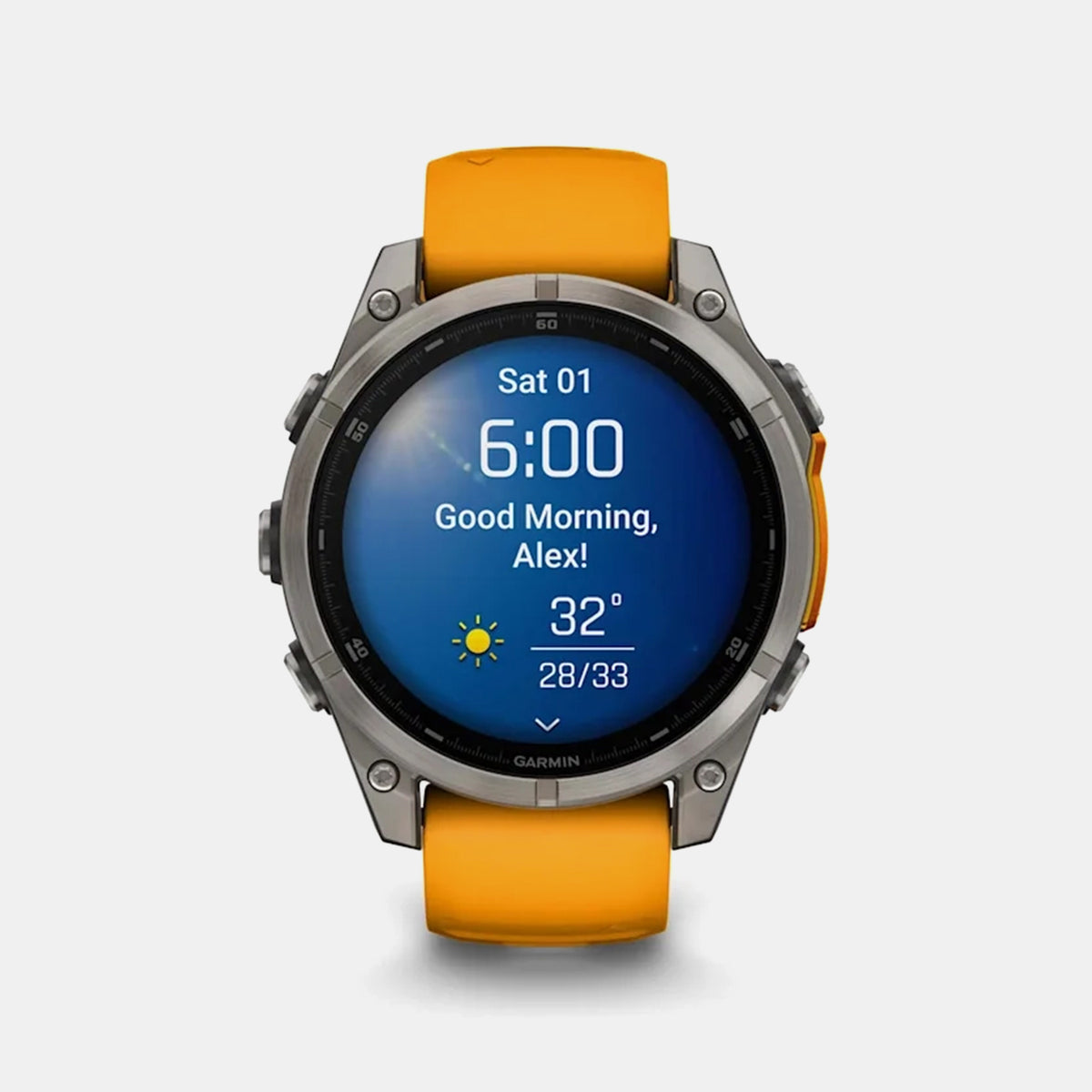 Garmin Fenix® 8 – 47 mm, AMOLED Sapphire, Titanium with Spark orange/graphite silicone band