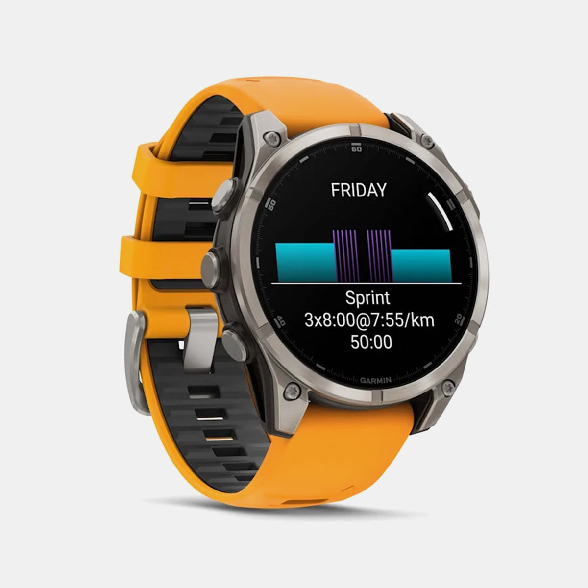 Garmin Fenix® 8 – 47 mm, AMOLED Sapphire, Titanium with Spark orange/graphite silicone band