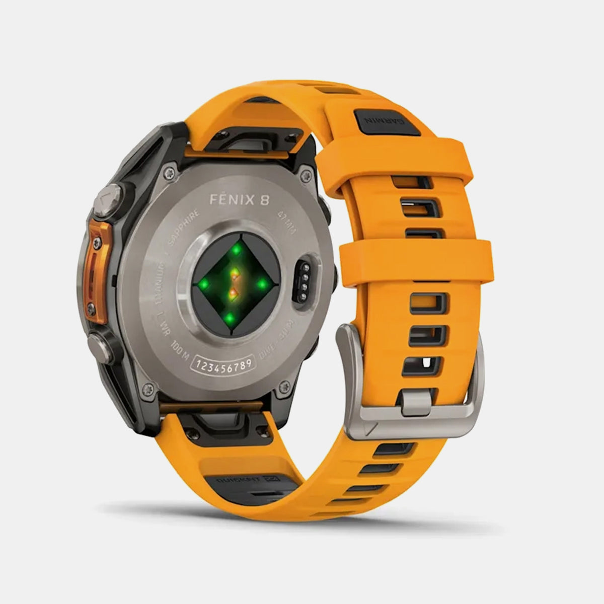 Garmin Fenix® 8 – 47 mm, AMOLED Sapphire, Titanium with Spark orange/graphite silicone band