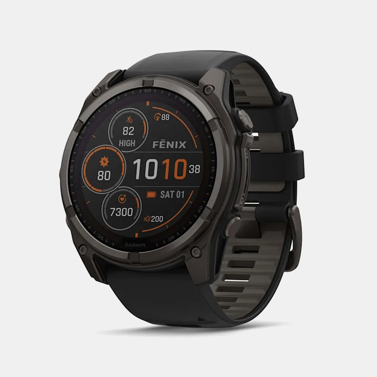 Garmin Fenix® 8 – 47 mm, Solar, SapphireSapphire, Carbon grey DLC titanium with Black/pebble grey silicone band