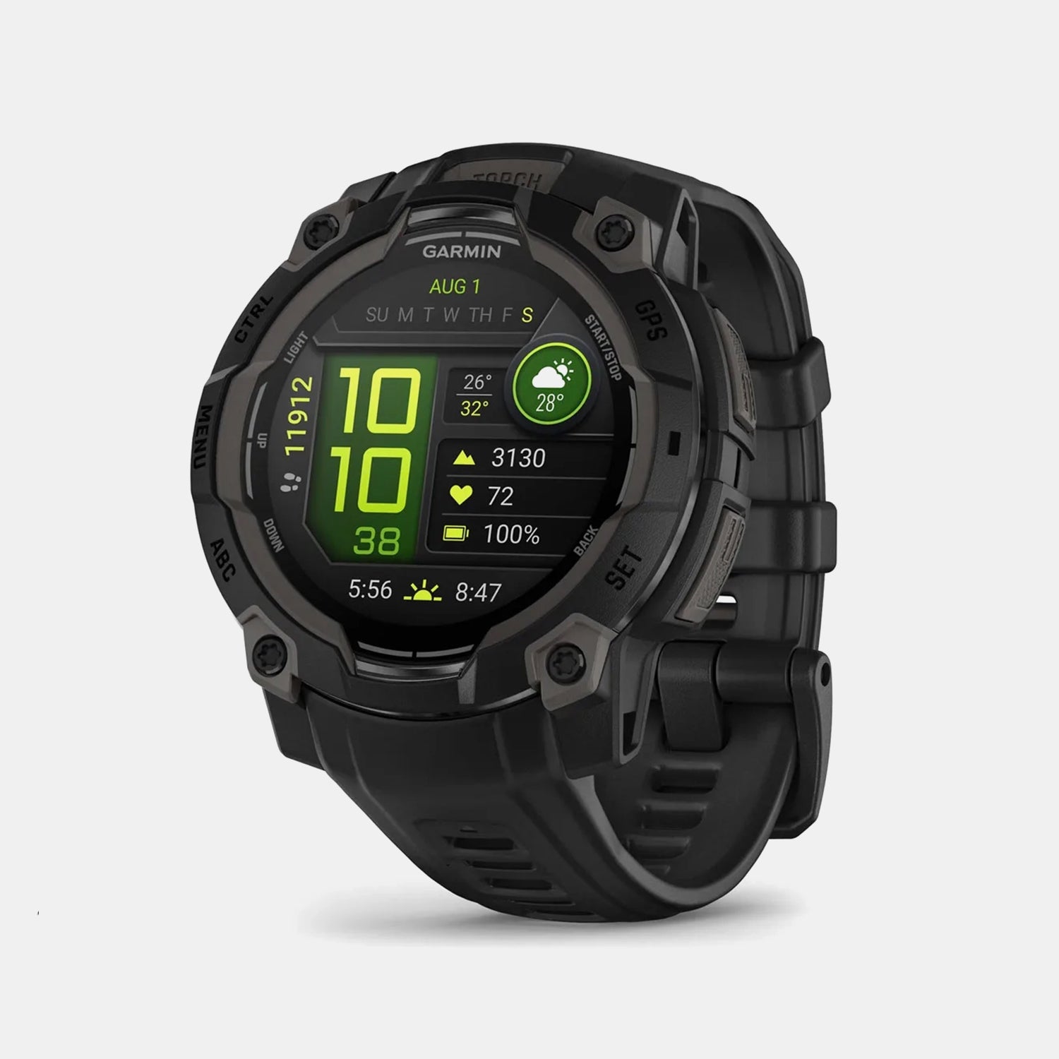 Instinct 3 Unisex Black Dial Digital Silicone Watch 010-02936-00