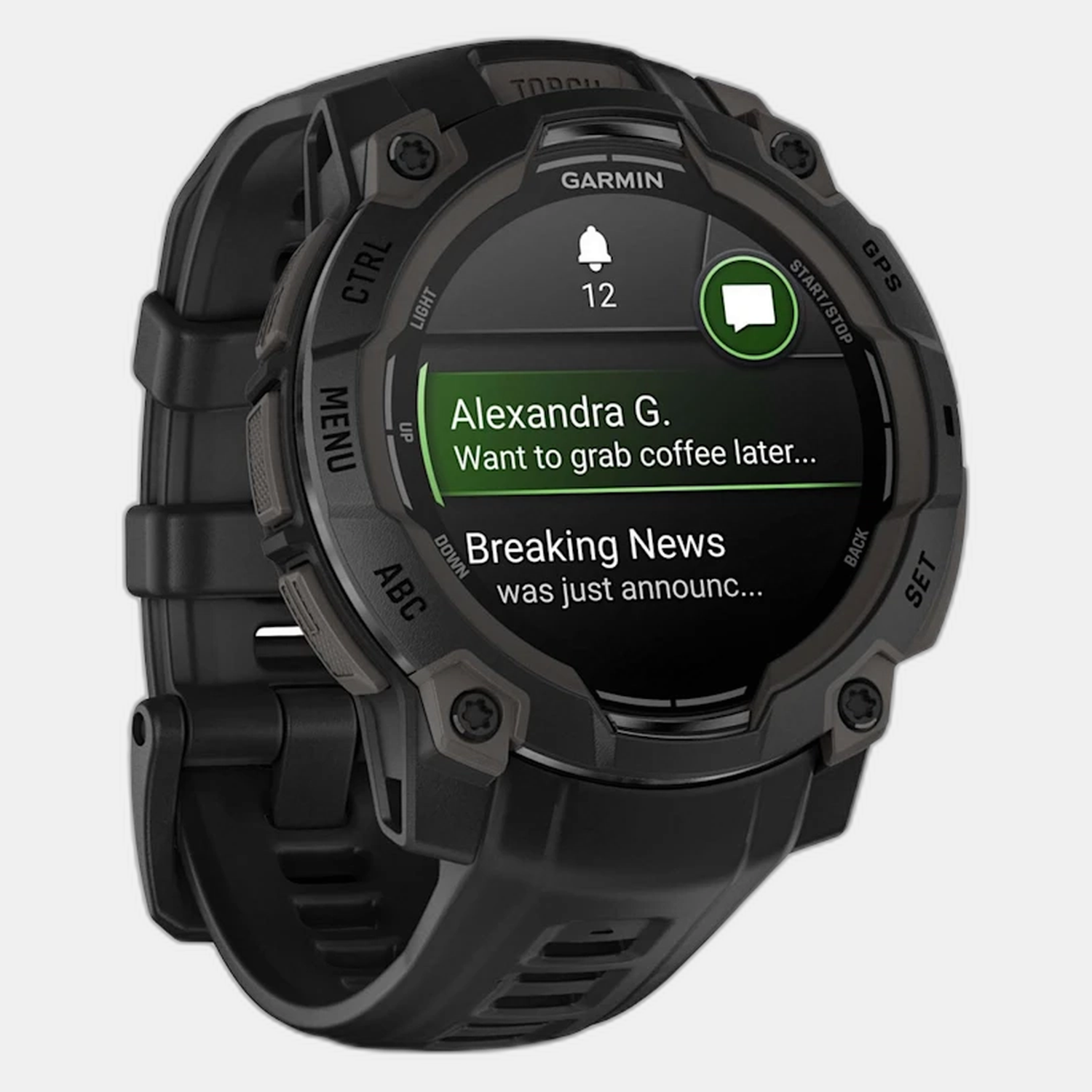 Instinct 3 Unisex Black Dial Digital Silicone Watch 010-02936-00