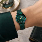 Multiples Women Quartz Teal Dial Analog Mesh Watch 010P877