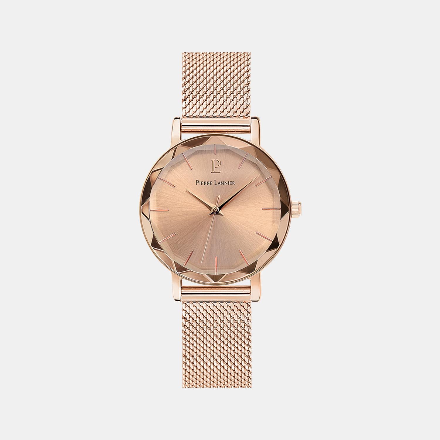 Pierre Lannier Multiples Women Quartz Rose Gold Dial Analog Stainless Steel Watch 010P958-1
