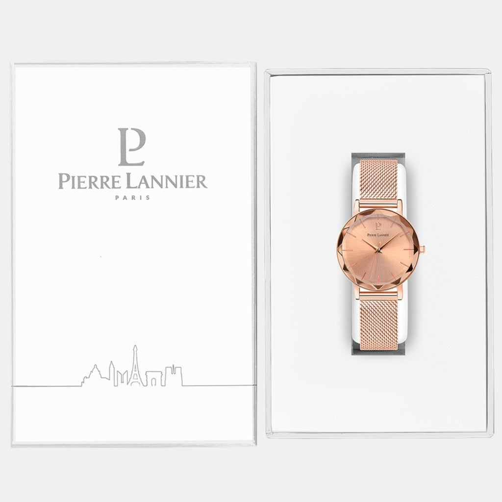 Pierre Lannier Multiples Women Quartz Rose Gold Dial Analog Stainless Steel Watch 010P958-5