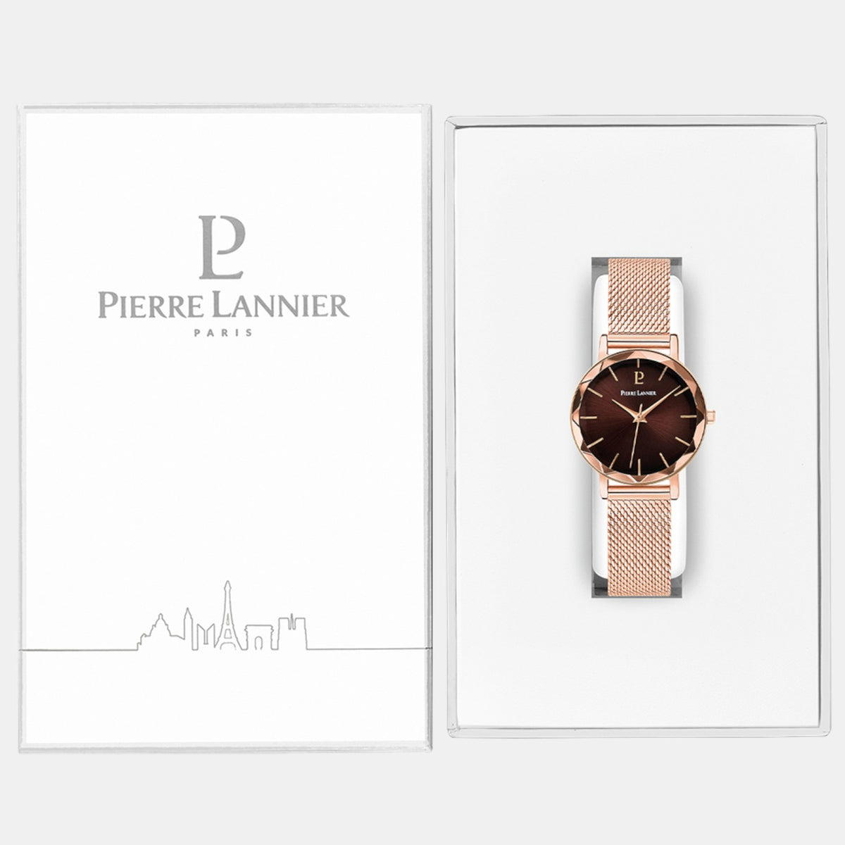 Pierre Lannier Multiples Women Quartz Brown Dial Analog Stainless Steel Watch 010P988-6