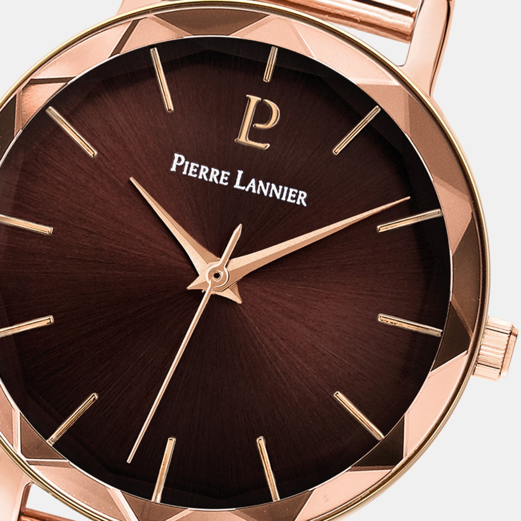 Pierre Lannier Multiples Women Quartz Brown Dial Analog Stainless Steel Watch 010P988-3