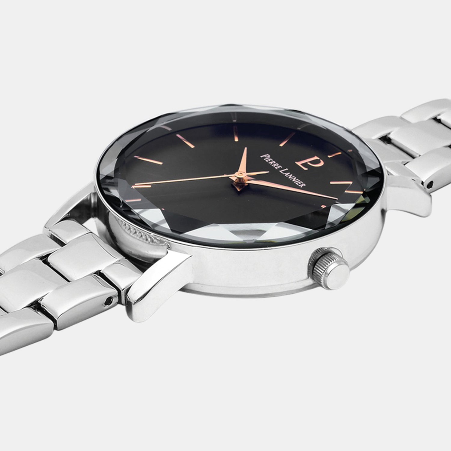 Multiples Women Quartz Black Dial Analog Stainless Steel Watch 011L631