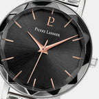 Multiples Women Quartz Black Dial Analog Stainless Steel Watch 011L631