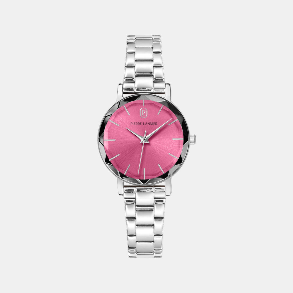 Multiples Women Quartz Rose Dial Analog Stainless Steel Watch 011L651