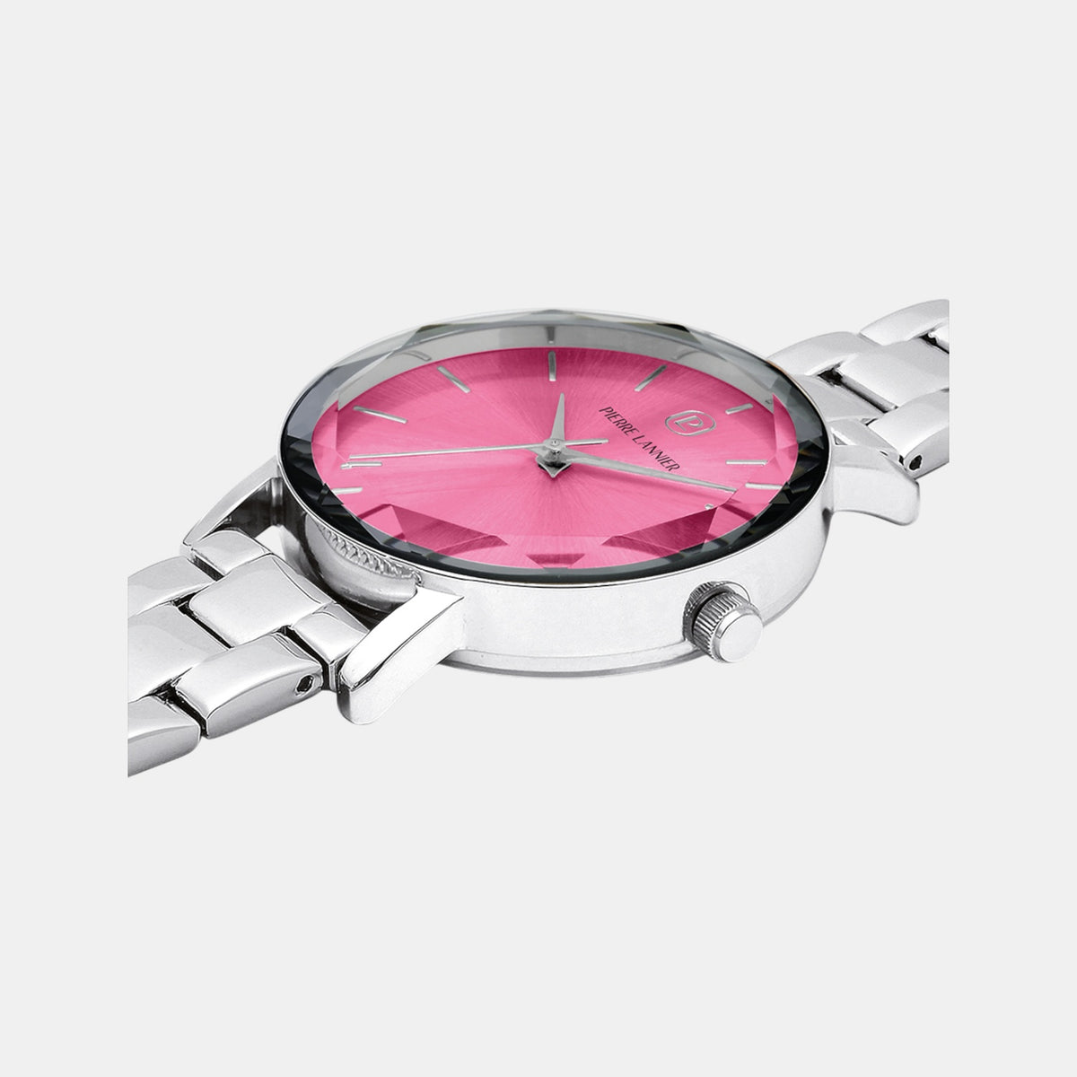 Multiples Women Quartz Pink Dial Analog Stainless Steel Watch 011L651