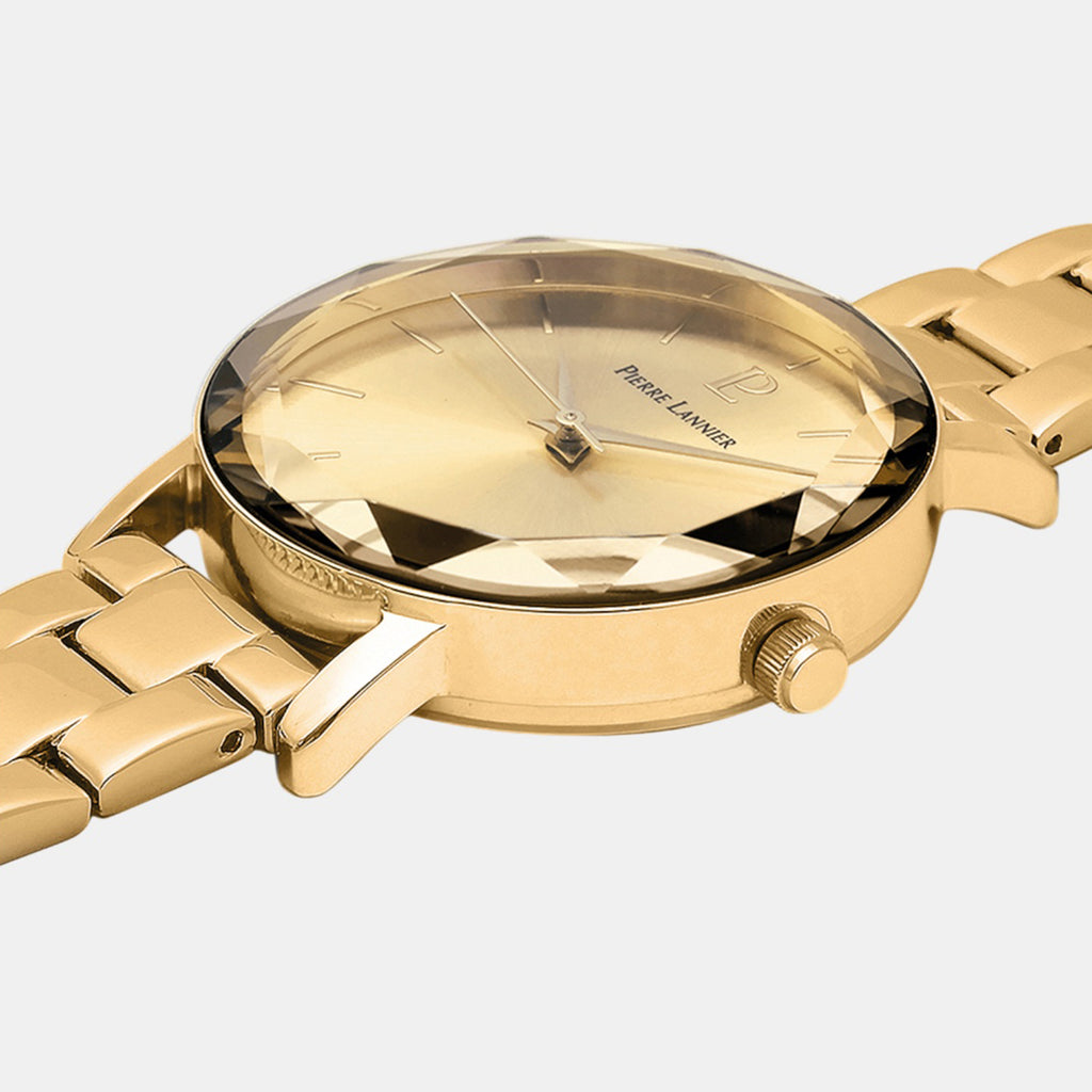Multiples Women Quartz Gold Dial Analog Stainless Steel Watch 012P542