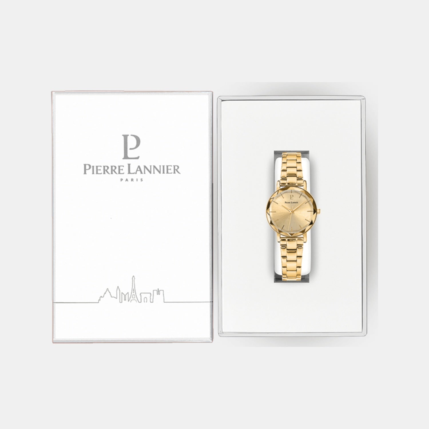 Multiples Women Quartz Gold Dial Analog Stainless Steel Watch 012P542