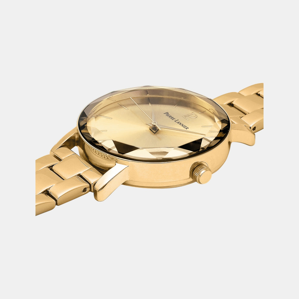 Multiples Women Quartz Gold Dial Analog Stainless Steel Watch 012P542