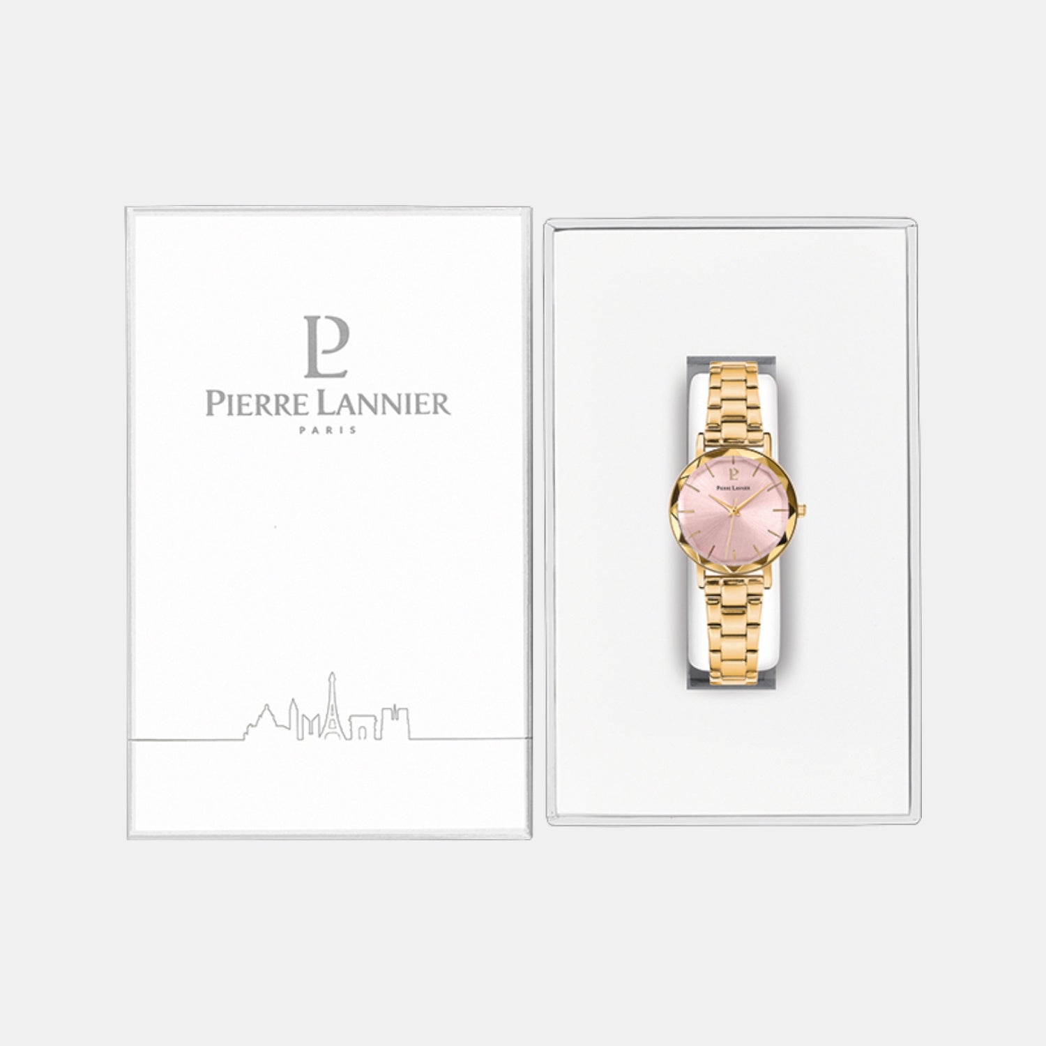 Multiples Women Quartz Rose Dial Analog Stainless Steel Watch 012P552