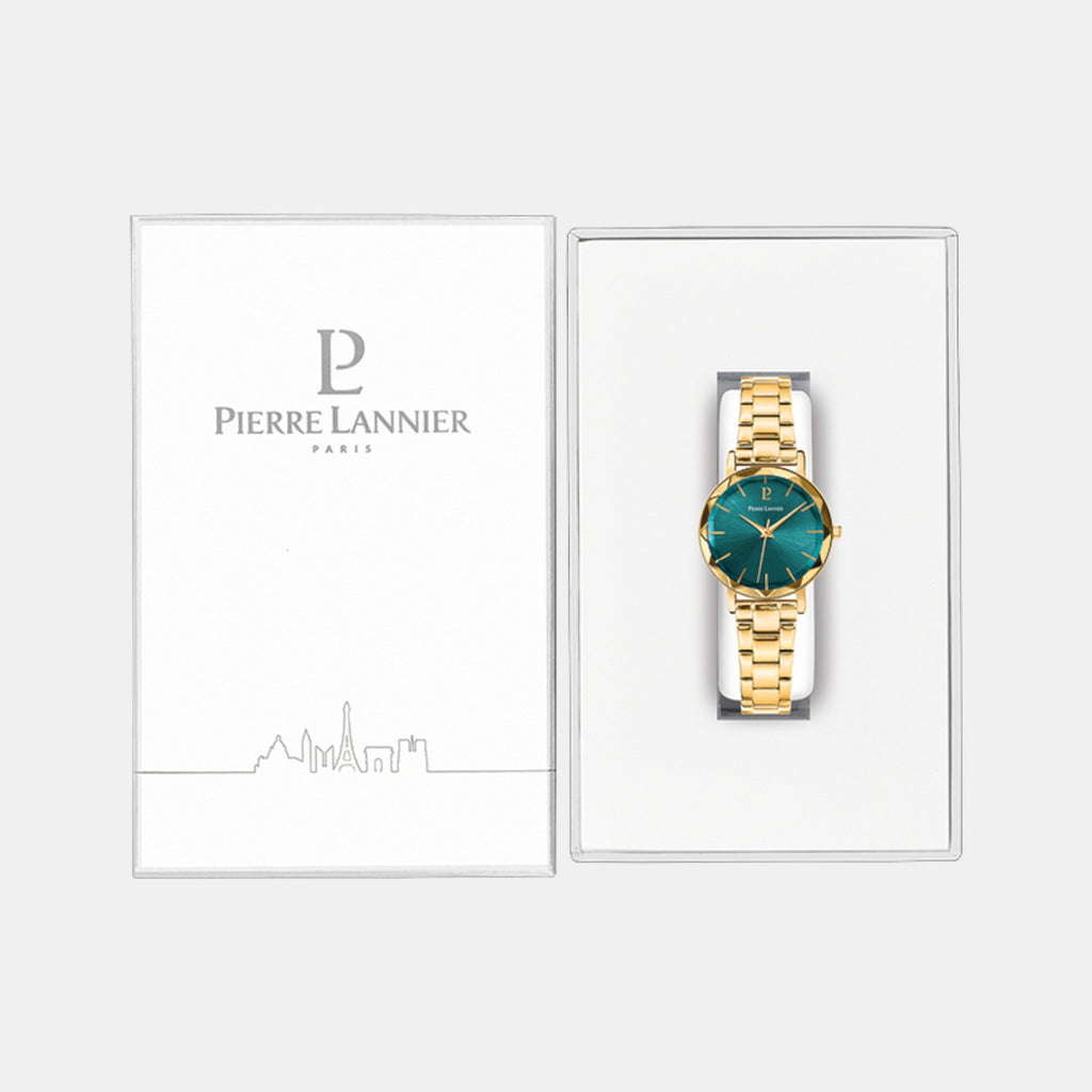 Multiples Women Quartz Green Dial Analog Stainless Steel Watch 012P562