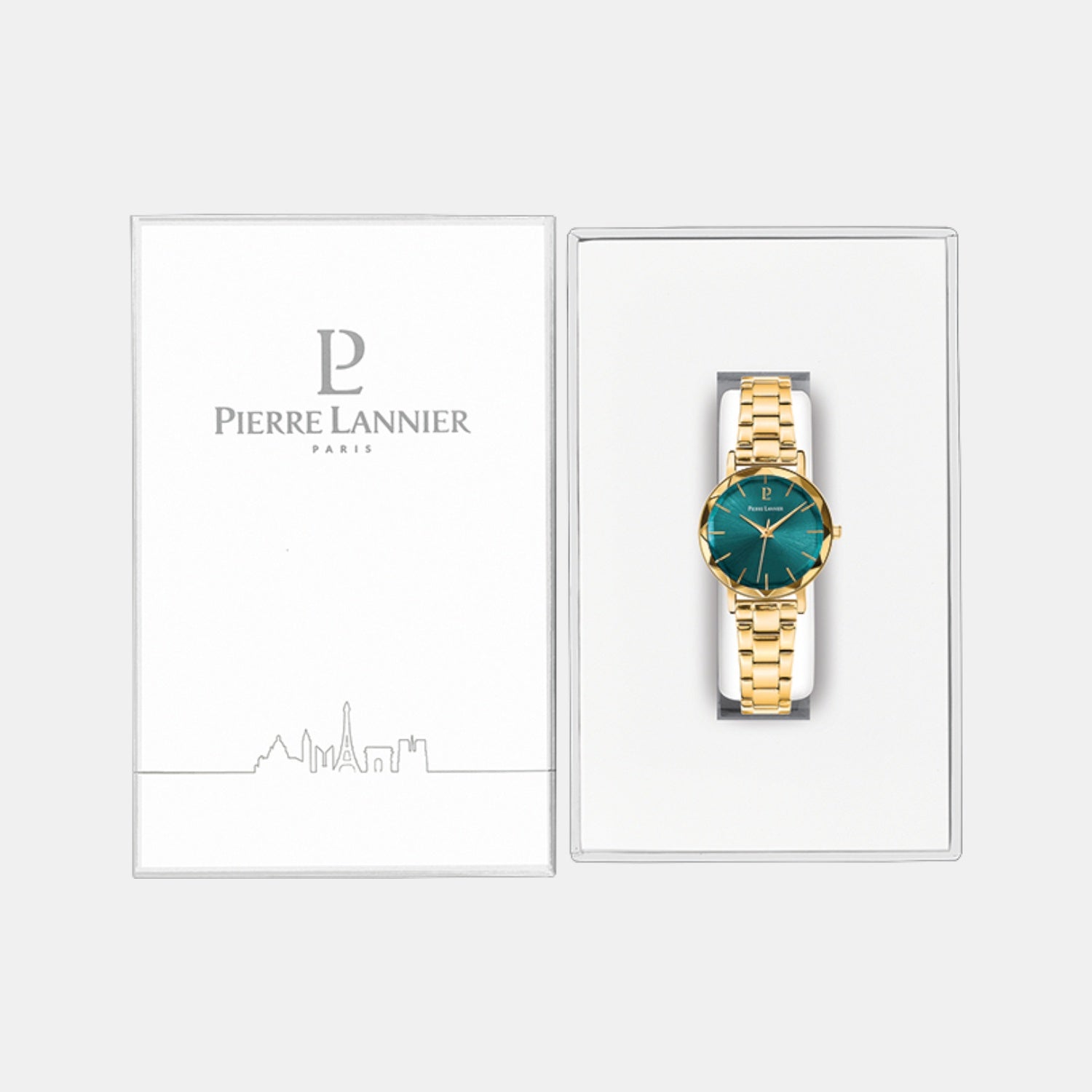 Multiples Women Quartz Green Dial Analog Stainless Steel Watch 012P562