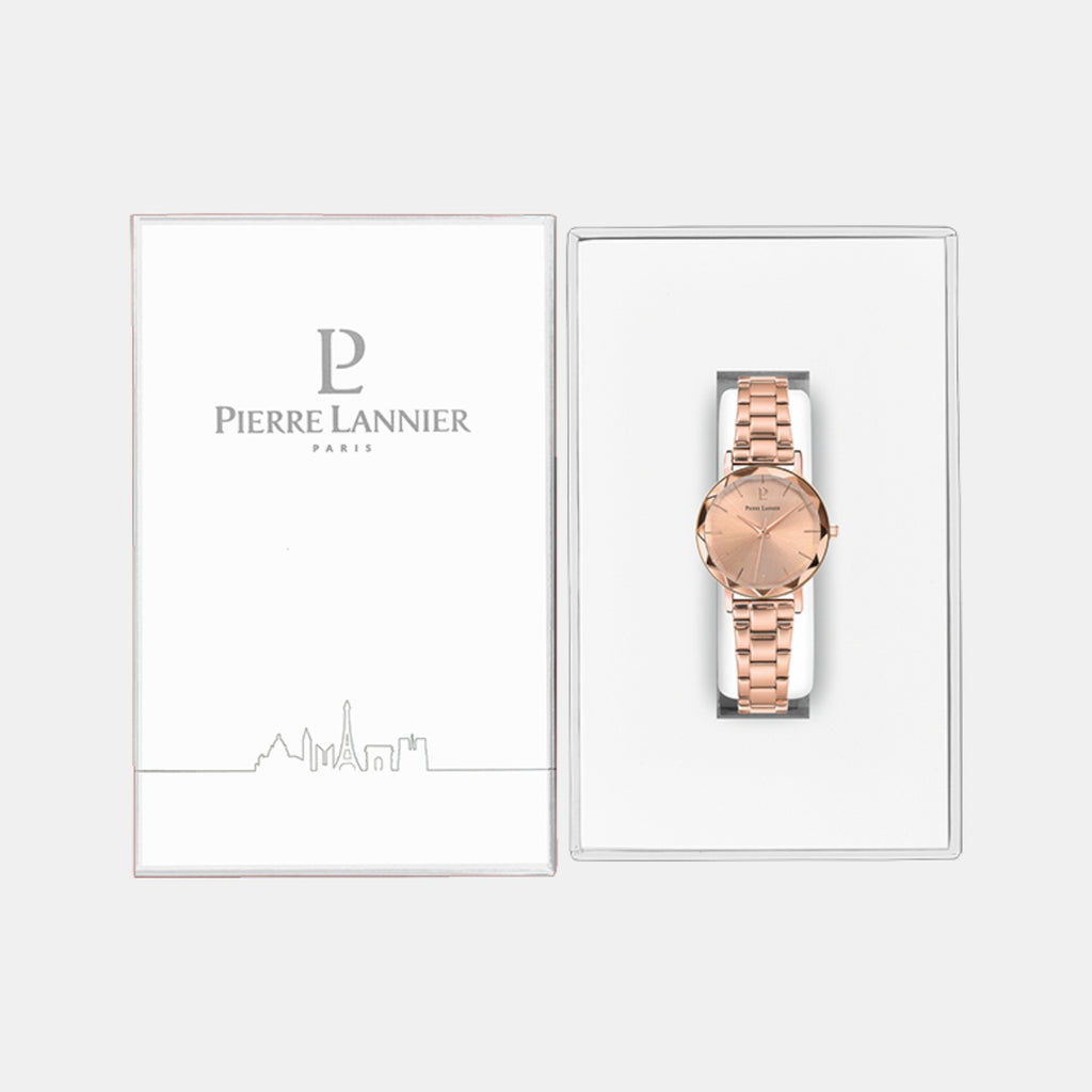 Multiples Women Quartz Pink Dial Analog Stainless Steel Watch 012P958