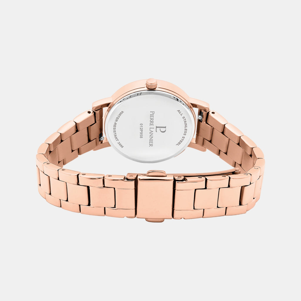 Multiples Women Quartz Pink Dial Analog Stainless Steel Watch 012P958
