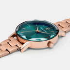 Women Quartz Green Dial Analog Stainless Steel Watch 012P978
