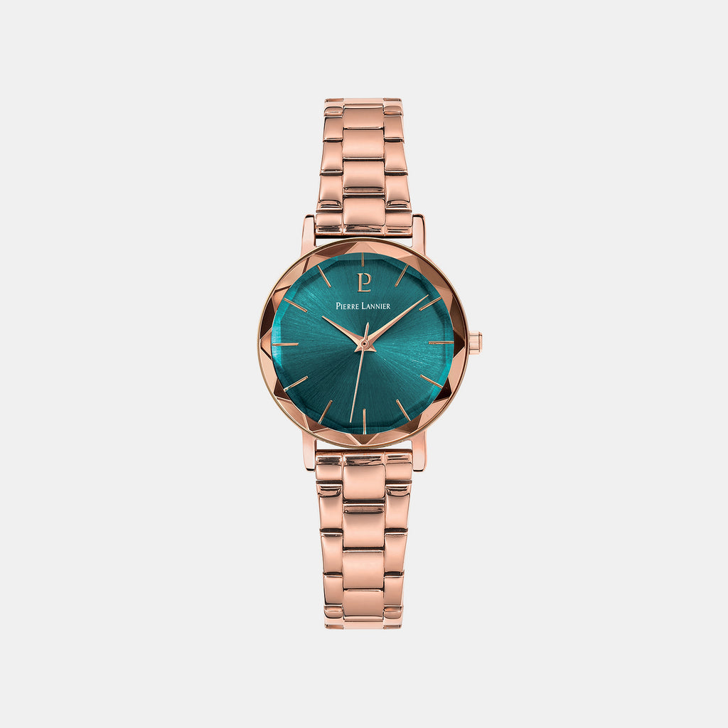 Women Quartz Green Dial Analog Stainless Steel Watch 012P978