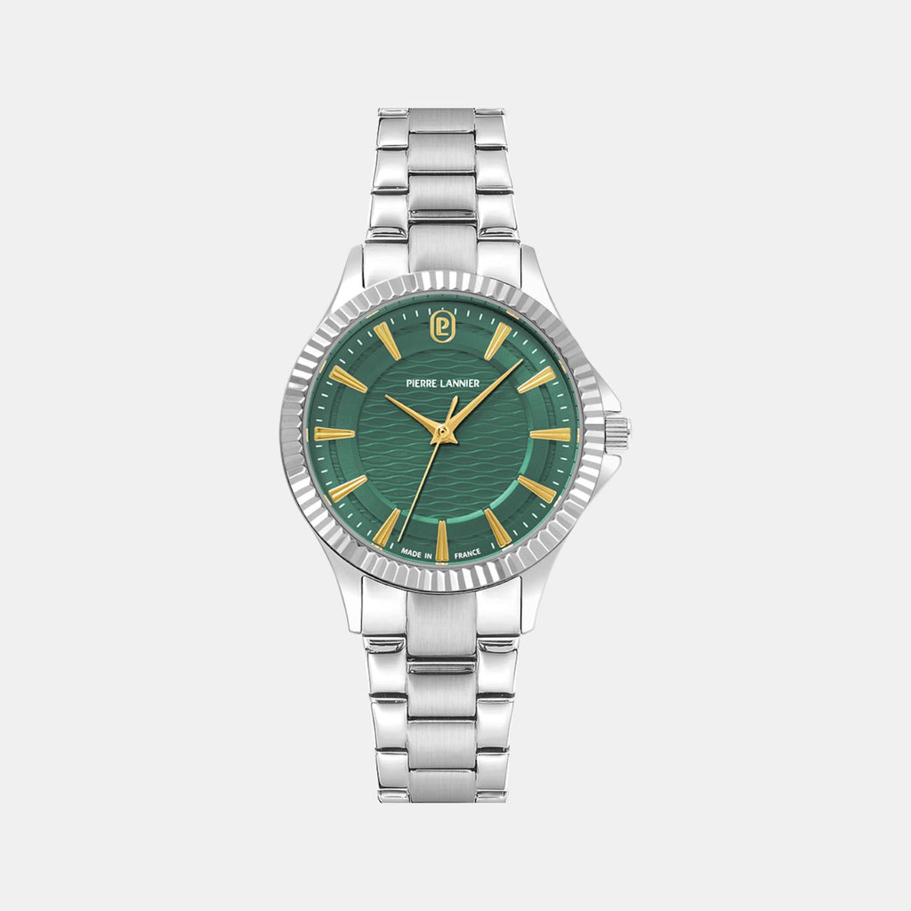 Pierre Lannier Metropolitain Women Quartz Green Dial Analog Stainless Steel Watch 017G671-1