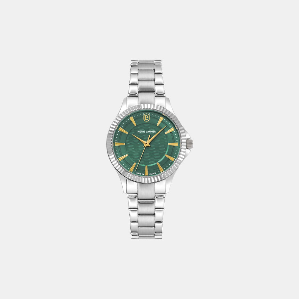 Pierre Lannier Metropolitain Women Quartz Green Dial Analog Stainless Steel Watch 017G671-2