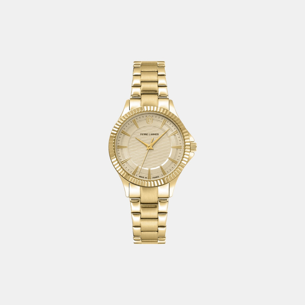 Pierre Lannier Metropolitain Women Quartz Gold Dial Analog Stainless Steel Watch 018Q542-2