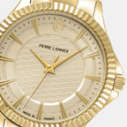 Pierre Lannier Metropolitain Women Quartz Gold Dial Analog Stainless Steel Watch 018Q542-3