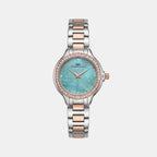 Women Quartz Blue Dial Analog Metal Watch 2015E-M1317