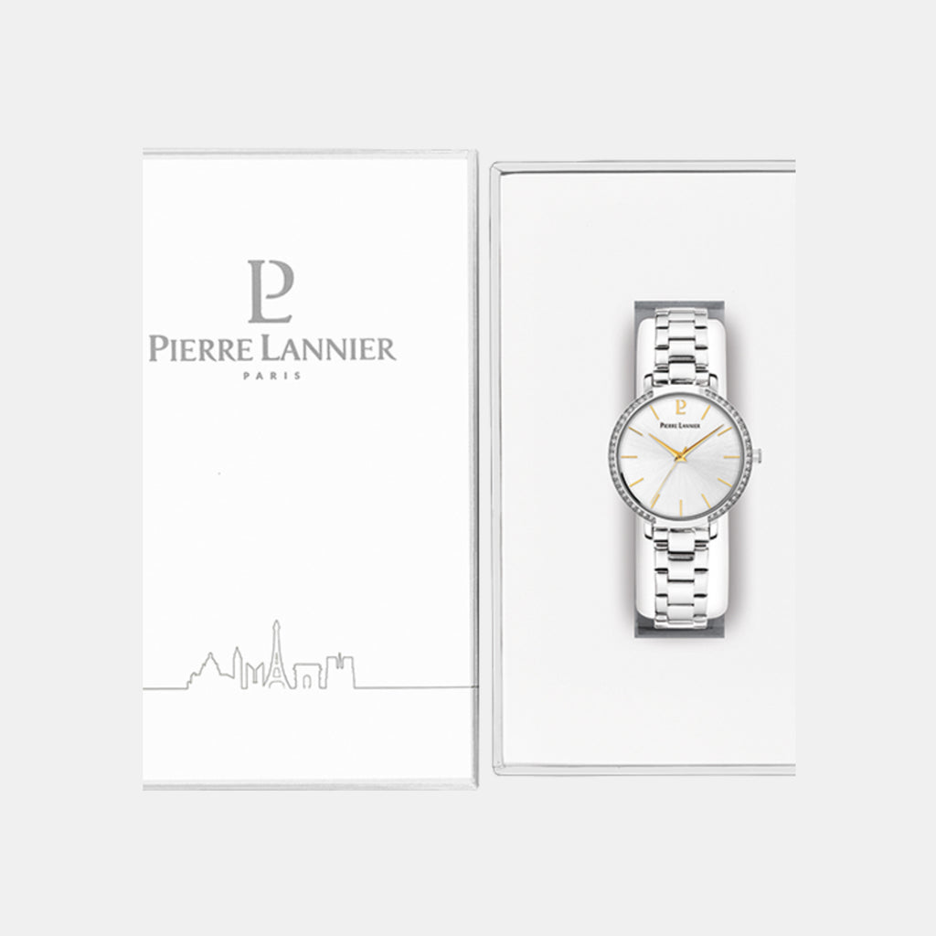 Pierre Lannier Chouquette Women Quartz Silver Dial Analog Stainless Steel Watch 036P621-4
