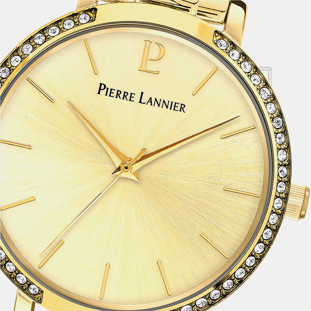 Chouquette Women Quartz Gold Dial Analog Stainless Steel Watch 037H542