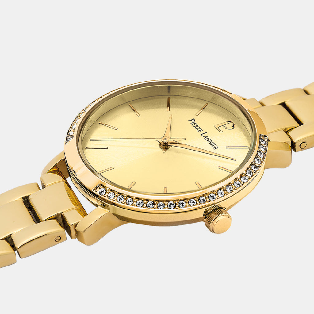 Pierre Lannier Chouquette Women Quartz Gold Dial Analog Stainless Steel Watch 037H542-2