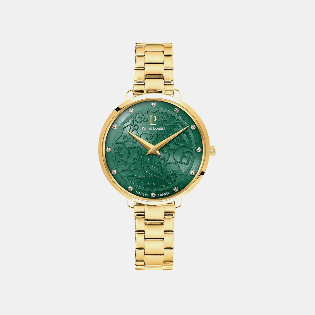Eolia Women Quartz Green Dial Analog Stainless Steel Watch 044N572