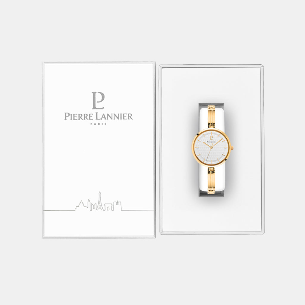 Women Quartz White Dial Analog Stainless Steel Watch 048M502